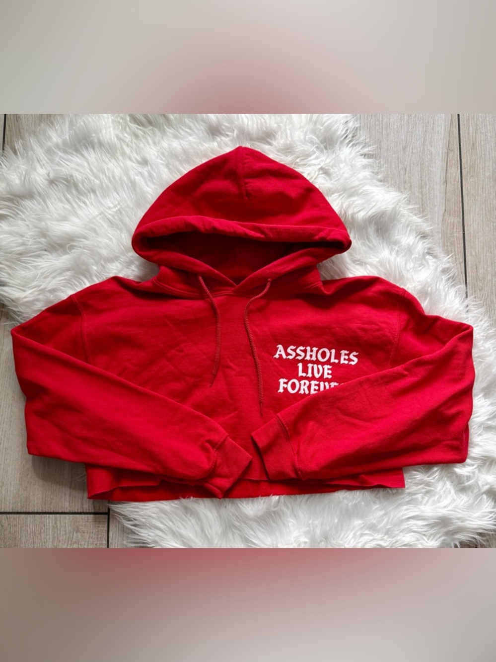 A**HOLES LIVE FOREVER Cropped Red Hoodie